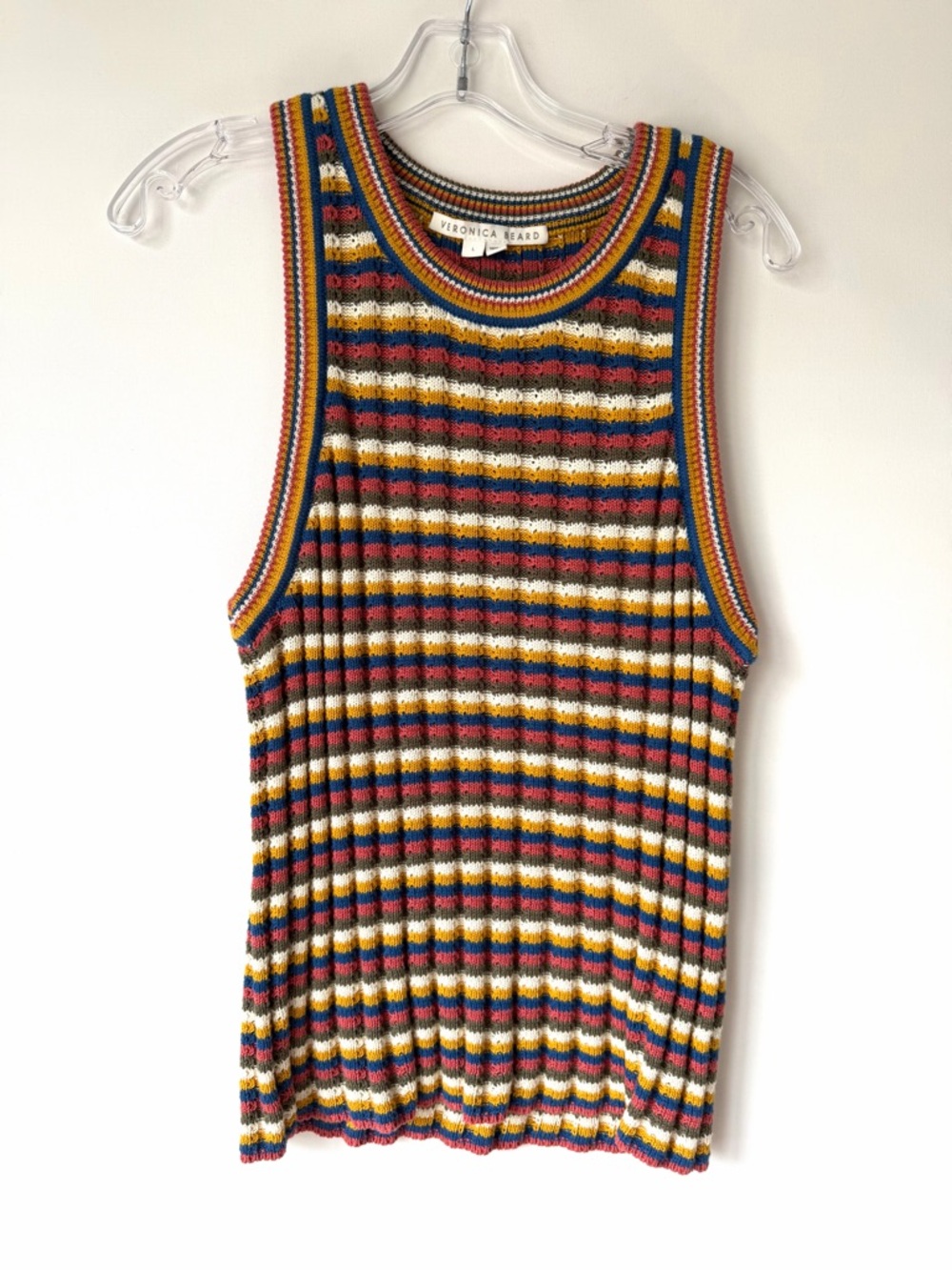Veronica Beard Multicolor Striped Knit Tank - Mustard, Navy, Cream, Rust (H0157)